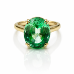 Lab Created Oval Green Sapphire 4-Prong Solitaire Ring