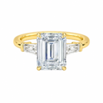 Lab Grown Emerald Cut Diamond Ring with Trapezoid Lab Diamond Side Stones