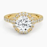 Lab Grown Round Diamond Halo Engagement Ring with Full Pave Lab Diamond Band