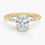 Lab Grown Oval Diamond Ring with Scattered Side Lab Diamond Accents