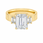 Lab Grown Emerald Cut Diamond Ring with Emerald Lab Diamond Side Stones