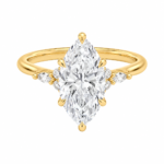 Lab Grown Marquise Diamond Ring with Round & Marquise Lab Diamond Side Stones