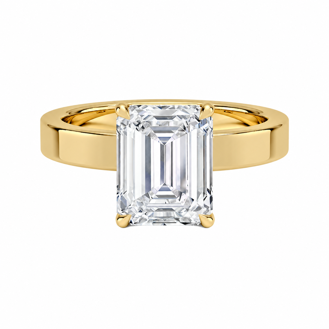 1 Lab Grown Emerald Cut Diamond Solitaire Ring - 图片 1