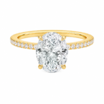 Lab Grown Oval Diamond Solitaire Ring with Pave Lab Diamond Band