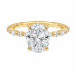 Lab Grown Oval Diamond Ring with Scattered Side Lab Diamond Accents