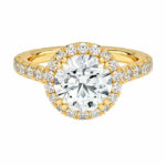 Lab Grown Round Diamond Halo Engagement Ring with Full Pave Lab Diamond Band