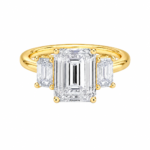 Lab Grown Emerald Cut Diamond Ring with Emerald Lab Diamond Side Stones