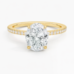 Lab Grown Oval Diamond Solitaire Ring with Pave Lab Diamond Band