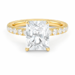 Lab Grown Emerald Cut Diamond Ring with Full Pave Lab Diamond Band