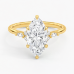 Lab Grown Marquise Diamond Ring with Round & Marquise Lab Diamond Side Stones