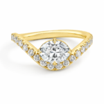 Lab Grown Oval Diamond Ring with V-Shaped Pave Lab Diamond