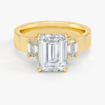 Lab Grown Emerald Cut Diamond Ring with Emerald Lab Diamond Side Stones